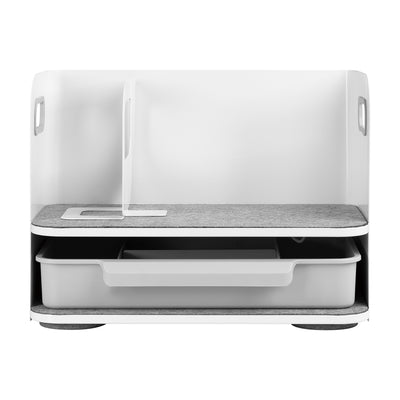 Ergo Office ER-440 Desk Organizer with Drawer and Bookend Office Utensils Organizer Office Tray up to 10kg White