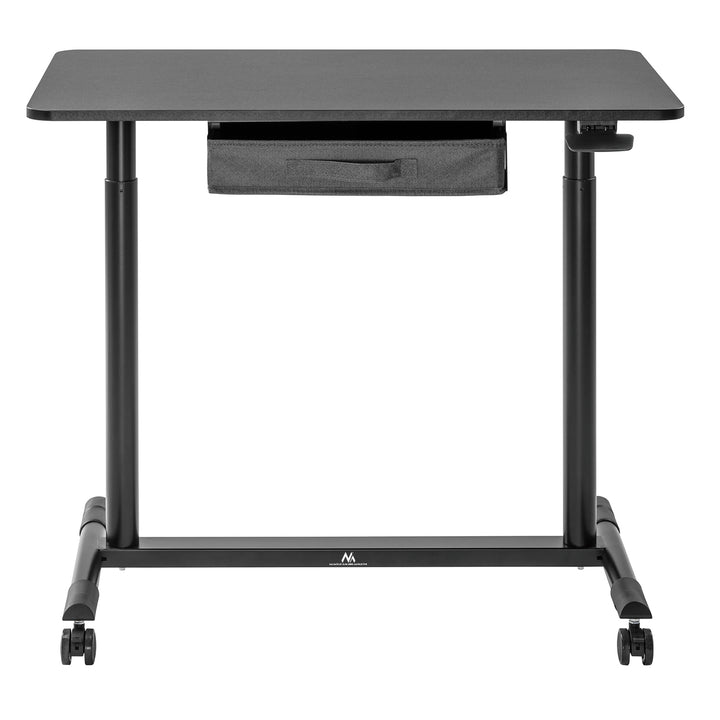 Maclean MC-925 Sitz-Steh-Schreibtisch Pneumatisch höhenverstellbarer Bürotisch mit Schublade und Rollen Ergonomischer Schreibtisch 91,5x56cm