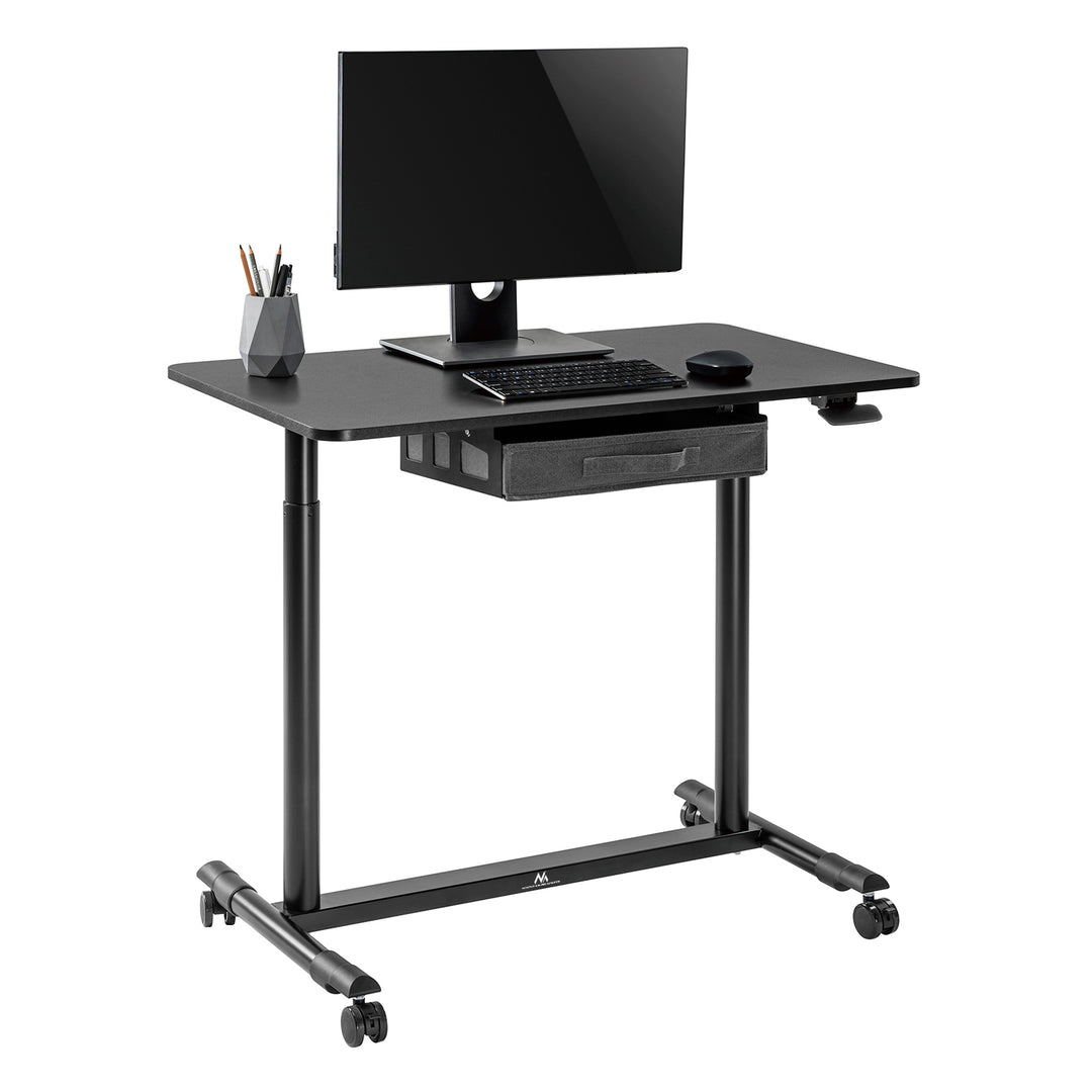 Maclean MC-925 Zit-sta bureau Pneumatisch in hoogte verstelbaar bureau met lade en zwenkwielen Ergonomisch bureau 91,5x56cm