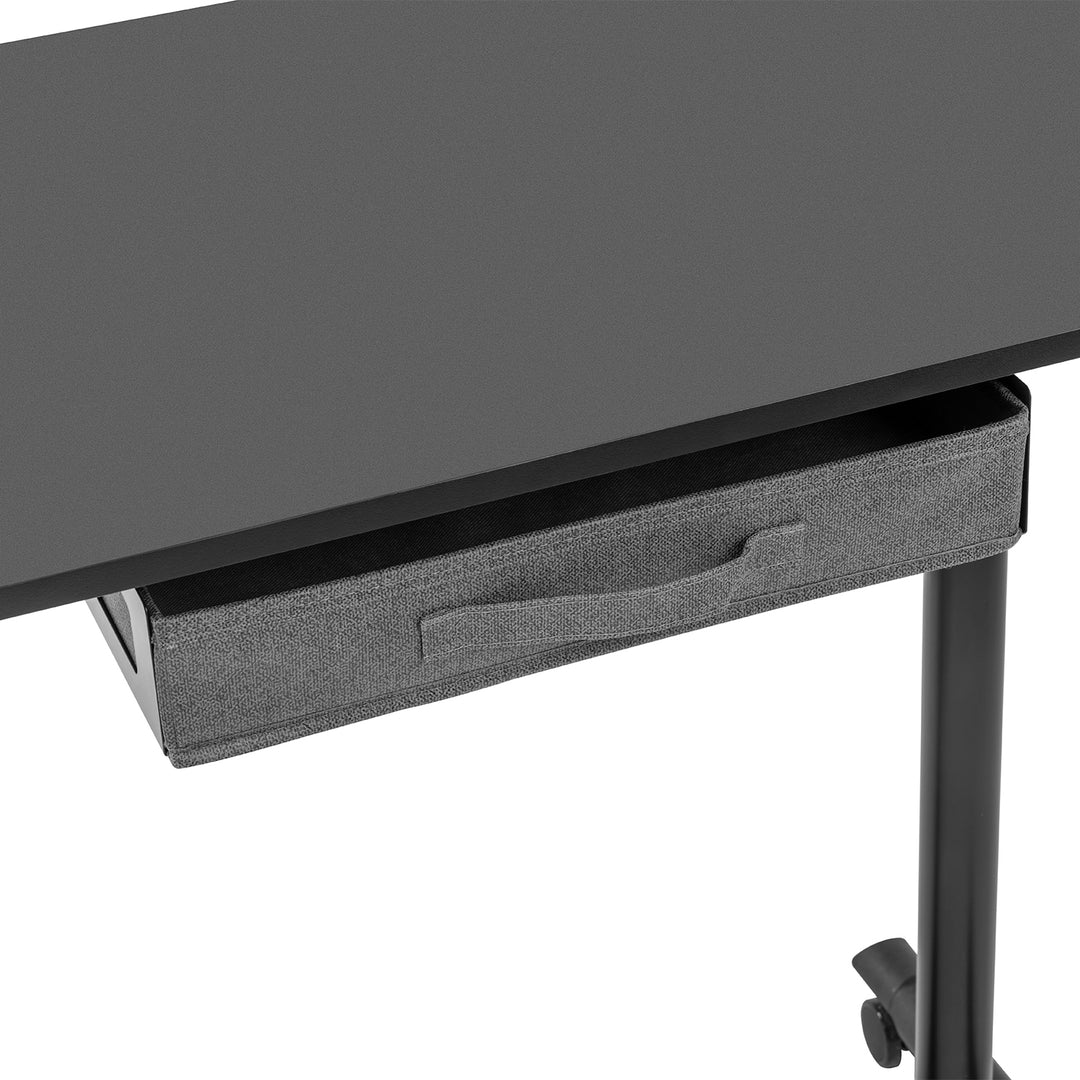 Maclean MC-925 Sitz-Steh-Schreibtisch Pneumatisch höhenverstellbarer Bürotisch mit Schublade und Rollen Ergonomischer Schreibtisch 91,5x56cm