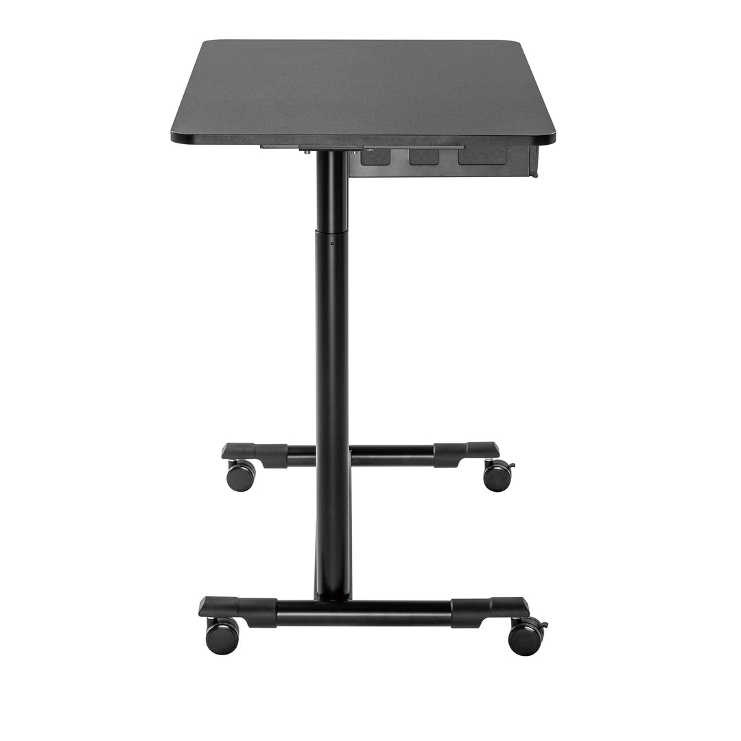 Maclean MC-925 Sitz-Steh-Schreibtisch Pneumatisch höhenverstellbarer Bürotisch mit Schublade und Rollen Ergonomischer Schreibtisch 91,5x56cm