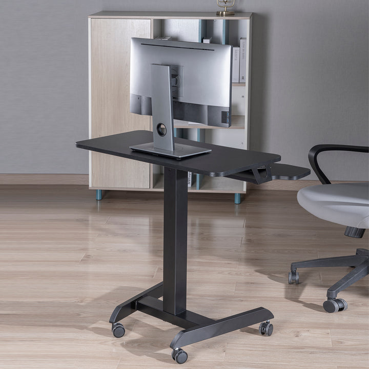 Ergo Office ER-444 B Height Adjustable Sit Stand Desk With Casters Workstation With Double Platform Up To 8kg