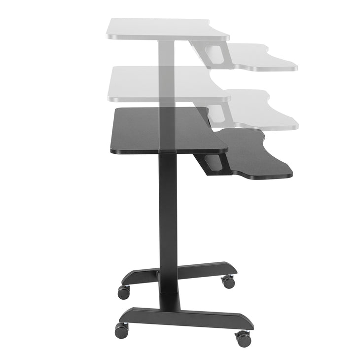 Ergo Office ER-444 B Height Adjustable Sit Stand Desk With Casters Workstation With Double Platform Up To 8kg