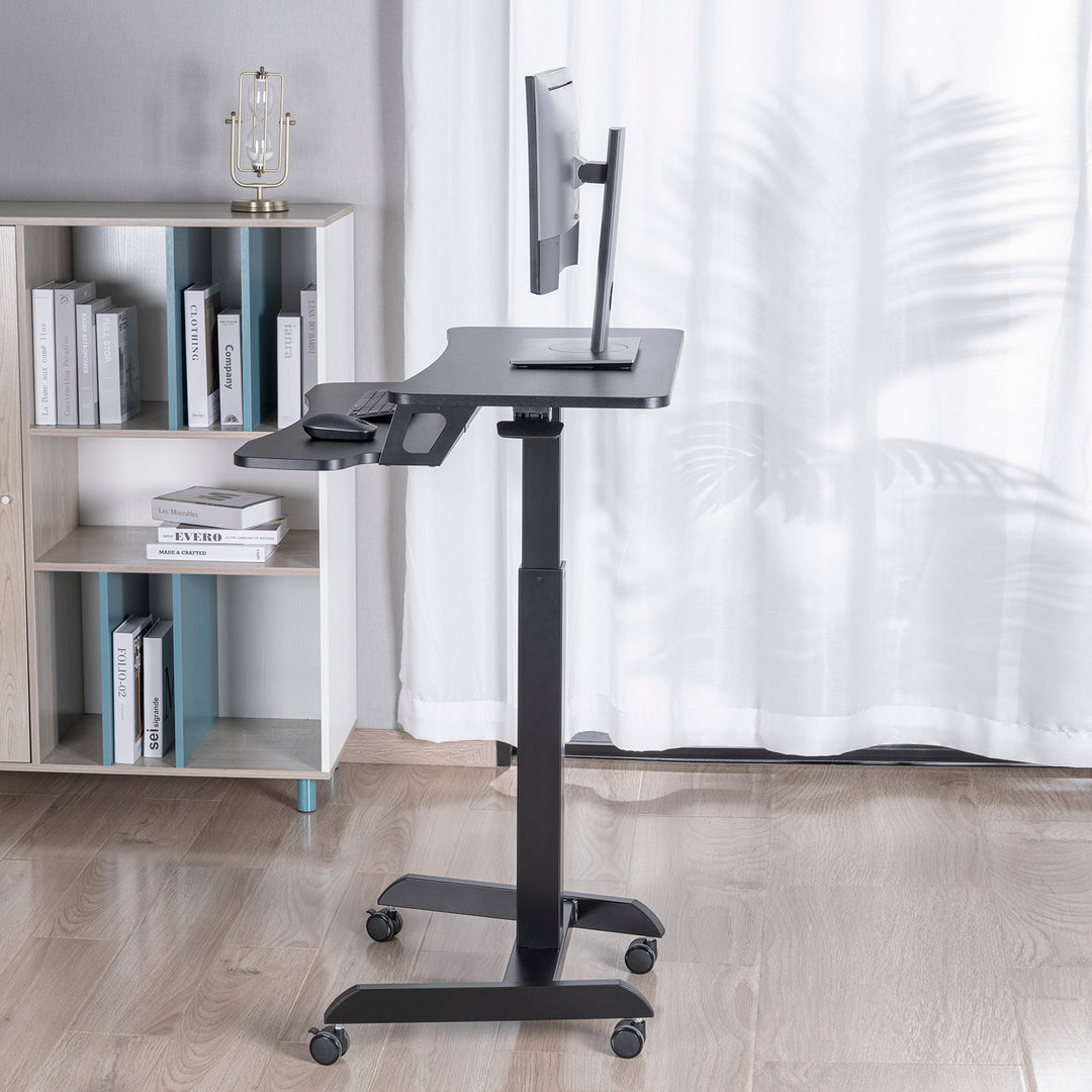 Ergo Office ER-444 B höhenverstellbarer Sitz-Steh-Schreibtisch mit Rollen, Arbeitsplatz mit doppelter Plattform, bis zu 8 kg