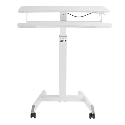 Ergo Office ER-444 W Height Adjustable Sit-Stand Desk With Castors Workstation With Double Platform Loadable Up To 8kg White