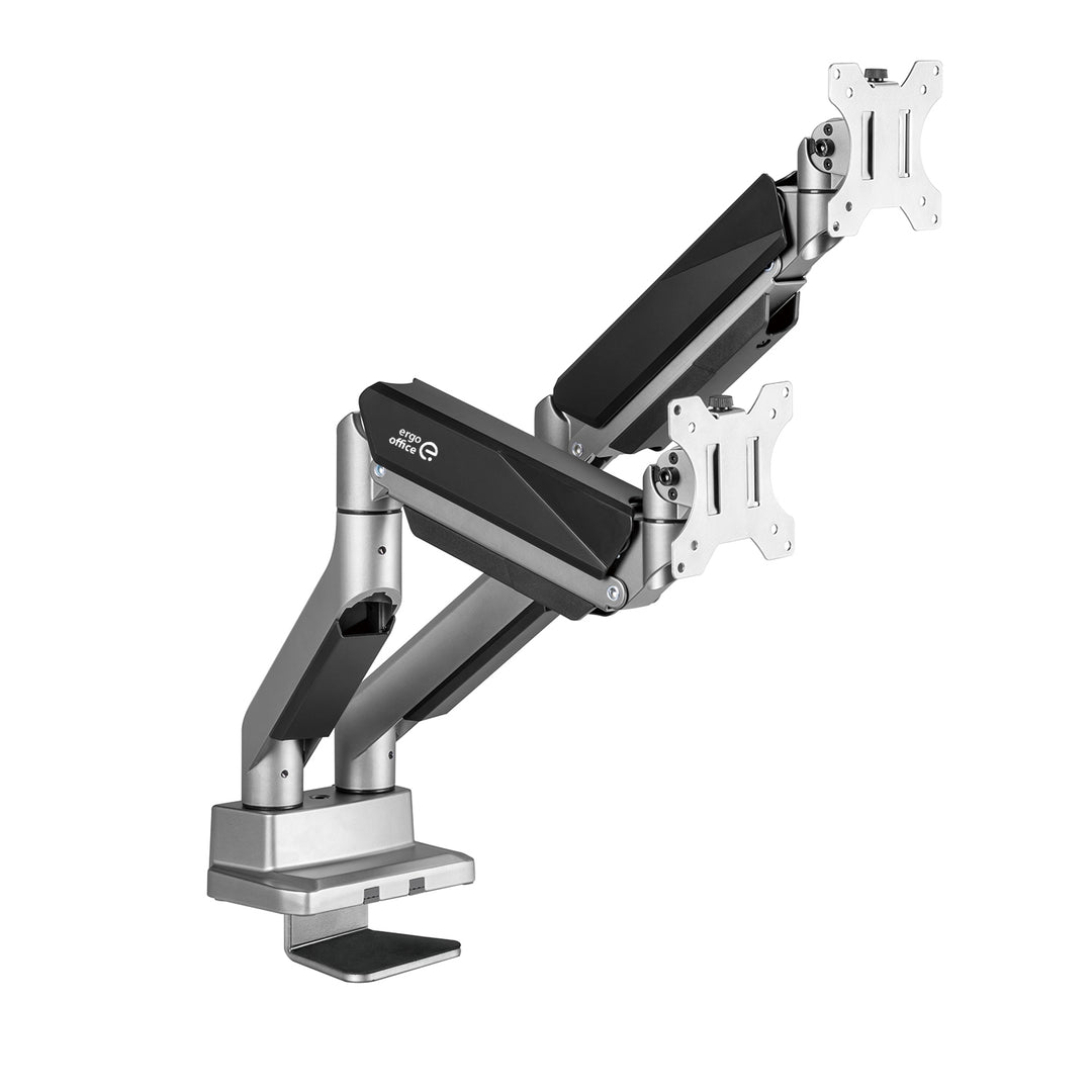 2-fach Monitorhalterung mit Gasdruckfeder Tischhalterung 17-35" schwenkbar neigbar drehbar höhenverstellbar Doppelarm VESA 75x75 100x100 bis 2x15kg