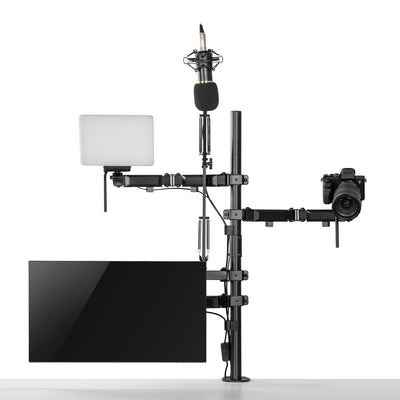 NanoRS RS164 All-in-one Studio Professionele Tafelbevestiging voor 17-32" Monitor, Microfoon, Camera en Flood Light voor Studio Statief VESA 75x75 100x100