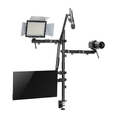 NanoRS RS164 All-in-one Studio Professional Table Mount for 17-32" Monitor, Microphone, Camera and Flood Light for Studio Tripod VESA 75x75 100x100