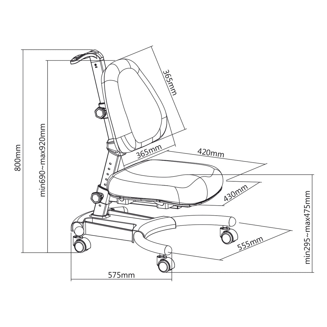 Ergo Office ER-484Kids Ergonomic Desk Chair Adjustable Headrest Height, max 75kg, Swivel